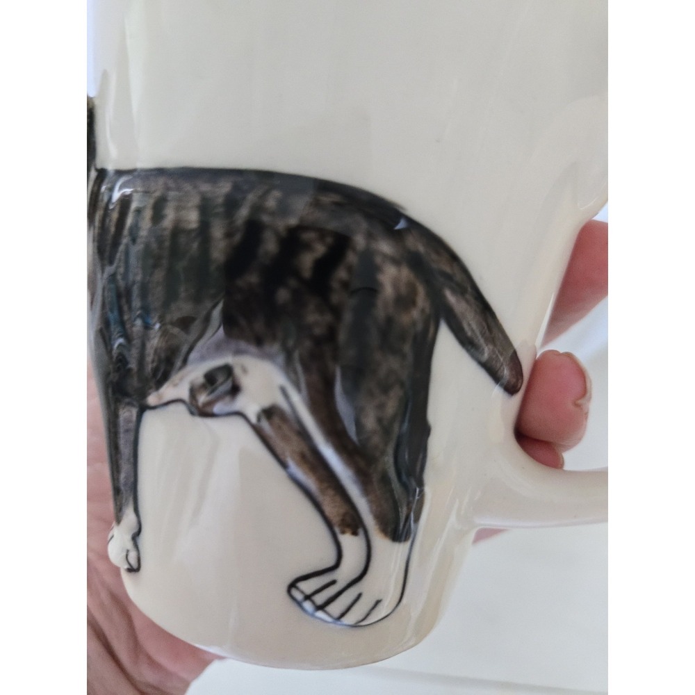 3D Bull Terrier Dog Ceramic Coffee Tea Mug Cup Brown White Red Tongue Gift - Picture 5 of 12